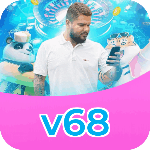 Interface do aplicativo v68 mostrando jogos disponíveis no iOS e Android